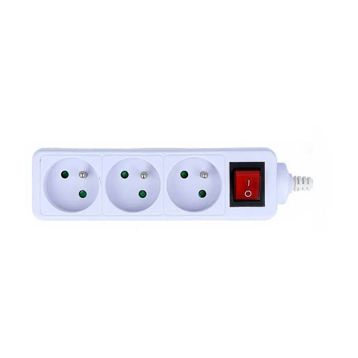 Lanberg power strip 1.5m, 3 sockets, french quality-grade copper cable, white на супер цена