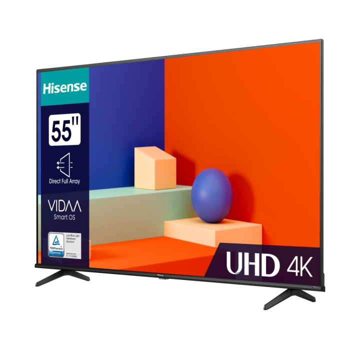 Hisense 55" A6K, 4K Ultra HD 3840x2160, DLED, DFA, Precision Colour, HDR 10+, HLG, Dolby Vision, DTS Virtual X, Smart TV, WiFi, BT, AnyView Cast, Gaming Mode, 1xHDMI2 eArc, 2xHDMI, 2xUSB, LAN, CI+, DVB-T2/C/S2, Black (тъмнейл - 1)