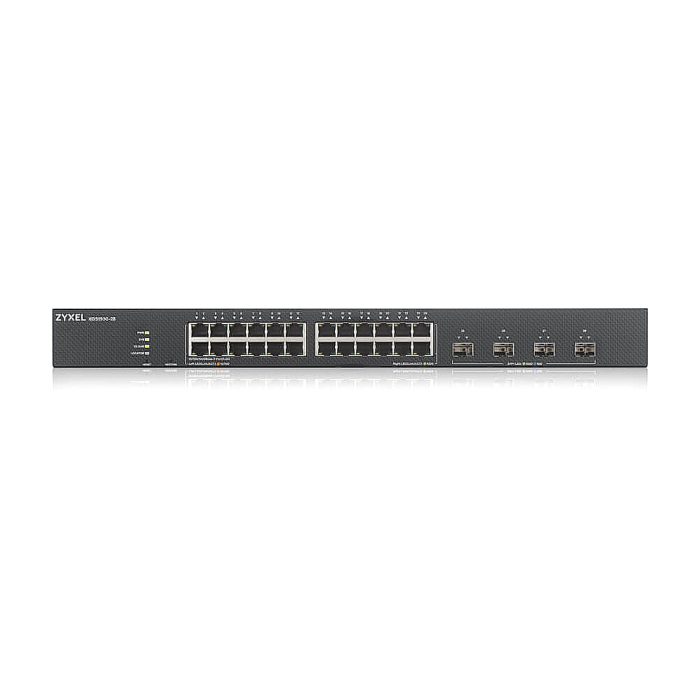 ZyXEL XGS1935-28, 28 Port Smart Managed Switch, 24x Gigabit Copper and 4x 10G SFP+, hybrid mode, standalone or NebulaFlex Cloud