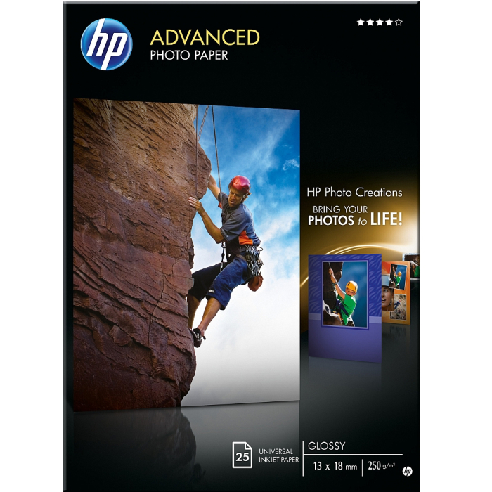 HP Advanced Glossy Photo Paper-25 sht/13 x 18 cm borderless на супер цена