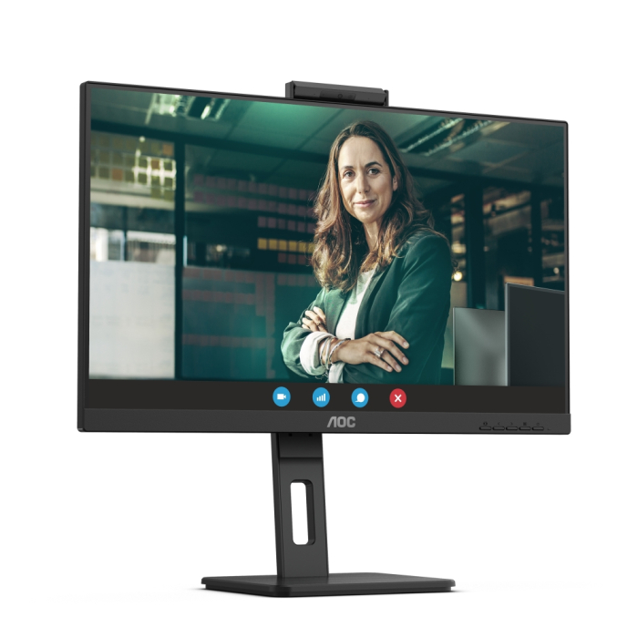 AOC 24P3CW, 23.8" IPS WLED, 1920x1080@75Hz, 4ms GtG, 300cd m/2, 1000:1, DCR 50M:1, AdaptiveSync, FlickerFree, Low Blue Light, 5Wx2, 5MP Windows Hello, Tilt, Height Adjust, Pivot, Swivel, HDMI, DP, RJ45, USB hub (тъмнейл - 1)