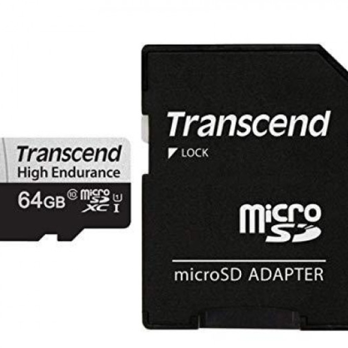 Transcend 64GB micro SD w/ adapter U1, High Endurance