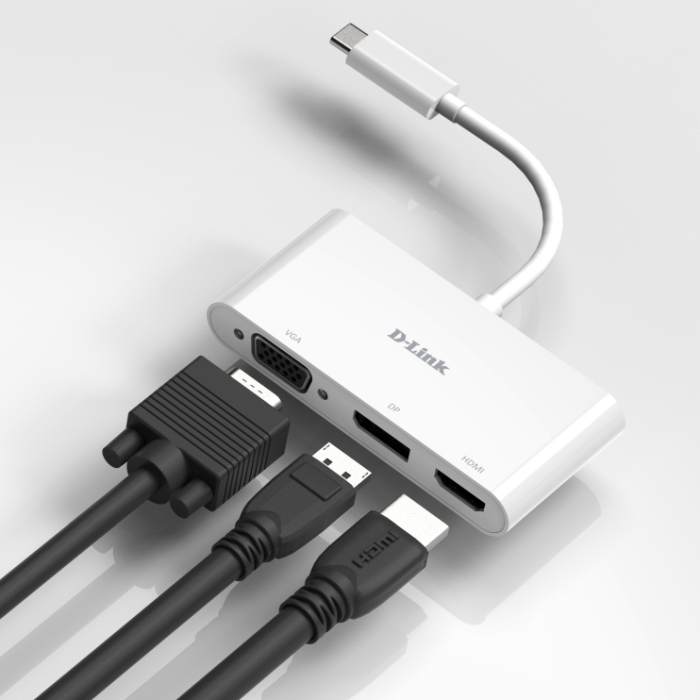 D-Link 3-in-1 USB-C to HDMI/VGA/DisplayPort Adapter (тъмнейл - 1)