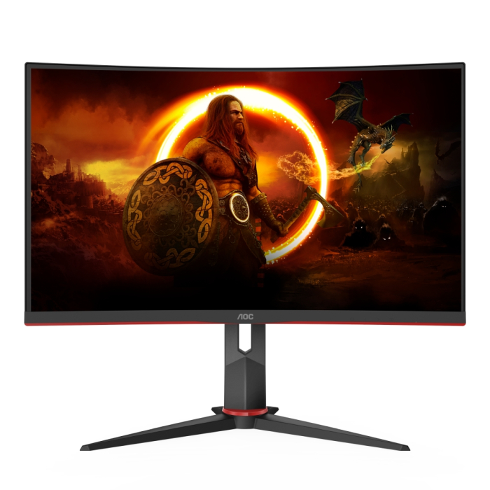 AOC CQ27G2S/BK, 27" Curved 1500R VA WLED, 2560x1440@165Hz, 4ms GtG, 1ms MPRT, 250cd m/2, 3000:1, DCR 80M:1, Adaptive Sync, FlickerFree, Low Blue Light, Tilt, Height Adjust, Swivel, 2xHDMI, DP