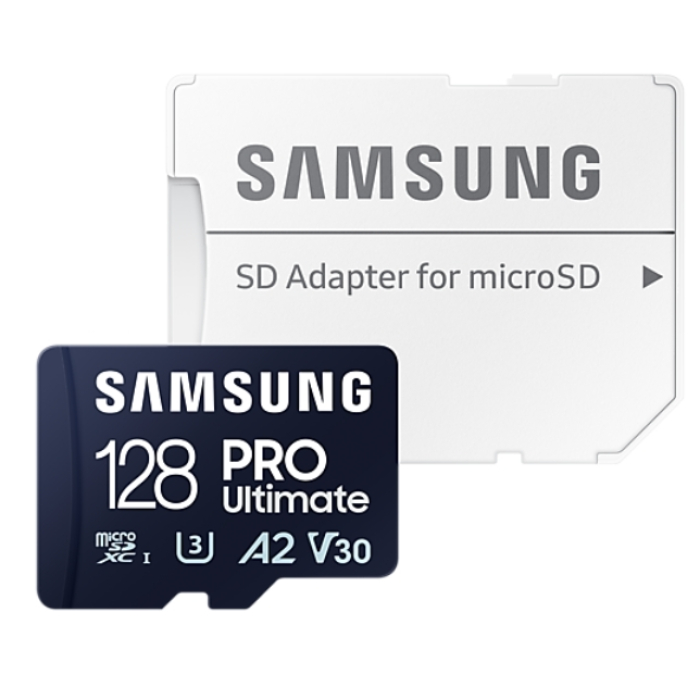 Samsung 128GB micro SD Card PRO Ultimate with Adapter , UHS-I, Read 200MB/s - Write 130MB/s, U3, V30, A2 (тъмнейл - 3)