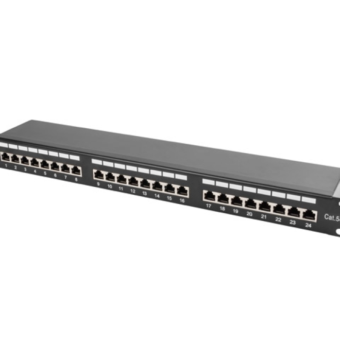 Lanberg patch panel 24 port 1U CAT.5E shielded, black