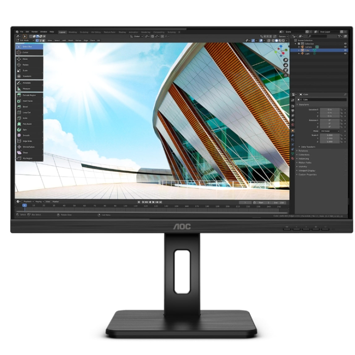 AOC 24P2Q, 23.8" WLED IPS, 1920x1080@75Hz, 4ms GtG, 250cd/m2, 1000:1, DC50M:1, Adaptive Sync, FlickerFree, Low Blue Light, 2Wx2, Tilt, Height Adjust, Pivot, Swivel, D-SUB, DVI, HDMI, DP, 4xUSB 3.2