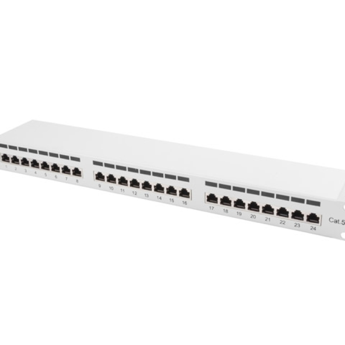 Lanberg patch panel 24 port 1U CAT.5E shielded, grey