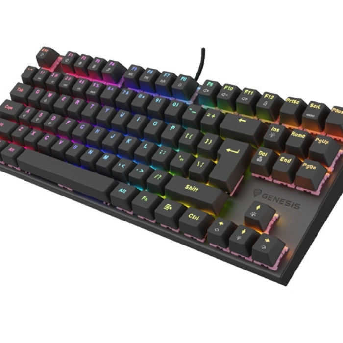 Genesis Mechanical Gaming Keyboard Thor 303 TKL Silent Switch RGB Backlight US Layout Black (тъмнейл - 1)