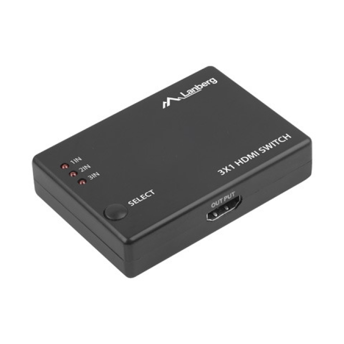 Lanberg Video Switch 3x HDMI + Micro USB port + Remote Controller, black (тъмнейл - 3)