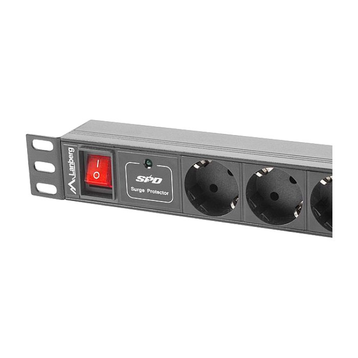 Lanberg power distribution unit (PDU) 19"1U 16A 7 SOCKETS SCHUKO 2M, black (тъмнейл - 2)