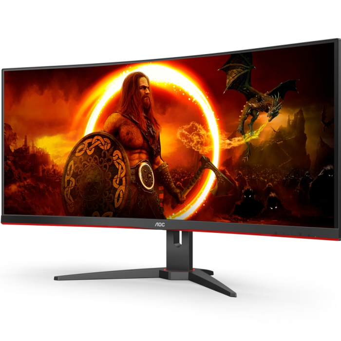 AOC CU34G2XE/BK, 34" Curved 1500R VA WLED, 3440x1440@144Hz, 4ms GtG, 1ms MPRT, 300 cd/m2, 3000:1, DCR 80M:1, Adaptive Sync, FlickerFree, Low Blue Light, Tilt, HDMI, 2xDP (тъмнейл - 2)