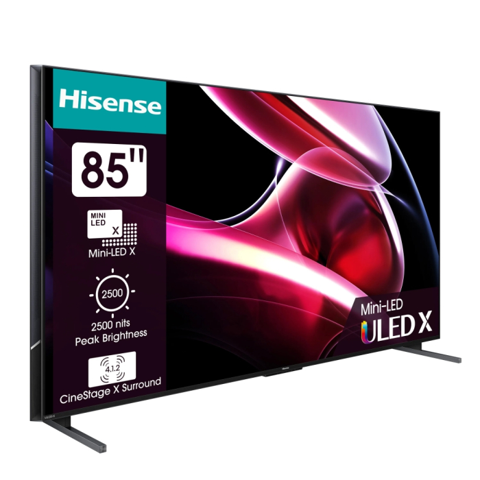 Hisense 85" UXKQ, 4K Ultra HD 3840x2160, ULED X, FALD, Quantum Dot, 144Hz, IPS, HDR 10+, HLG, Dolby Vision IQ, Dolby Atmos, Smart TV, WiFi 6E, WiFi Direct, BT, Anyview Cast, 4xHDMI, 2xUSB, LAN, CI+, DVB-T2/C/S2, Black (тъмнейл - 1)