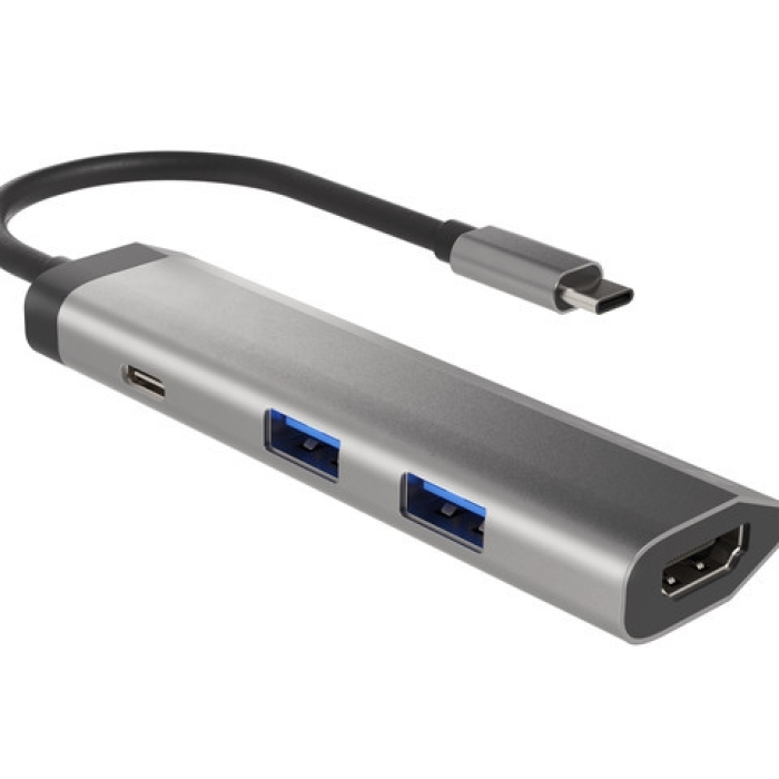 Natec Fowler Multiport Adapter 4 in 1, 2xUSB 3.0 HUB, HDMI 4K, USB-C PD, Slim (тъмнейл - 4)