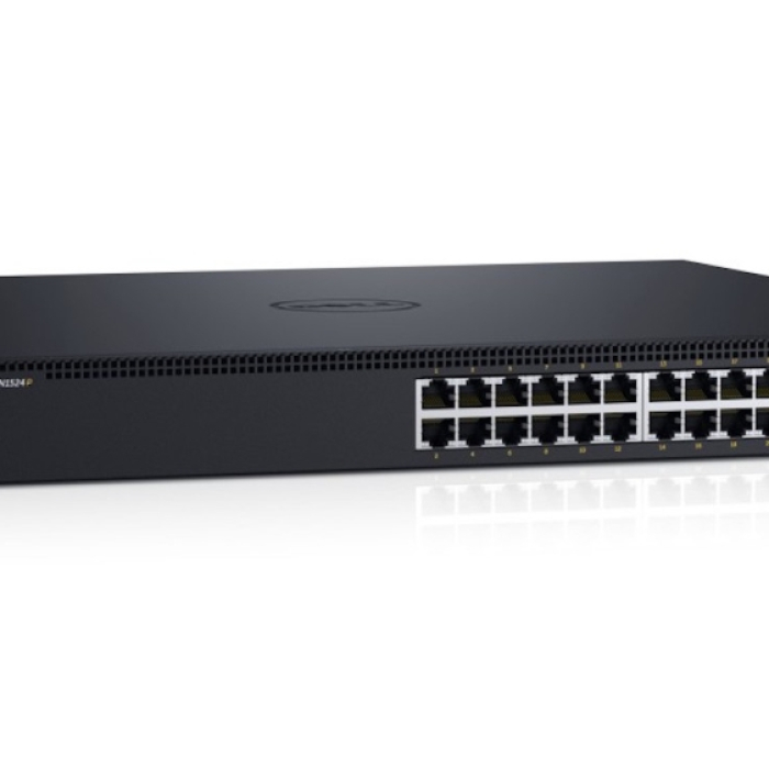 Dell Networking N1524P, PoE+, 24x 1GbE + 4x 10GbE SFP+ fixed ports, Stacking, IO to PSU airflow, AC 210-AEVY CAMPUS Smart Value Dell EMC Networking N1524P на супер цена