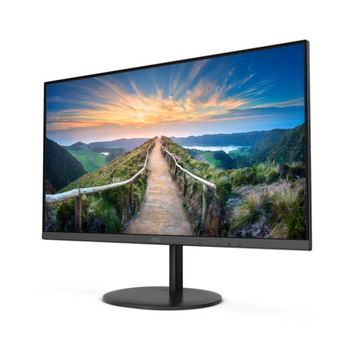 AOC Q24V4EA, 23.8" IPS WLED, 2560x1440@75Hz, 4GtG, 250m/2, 1000:1, DCR 20M:1, Adaptive Sync, FlickerFree, Low Blue Light, 2Wx2, Tilt, HDMI, DP (тъмнейл - 1)