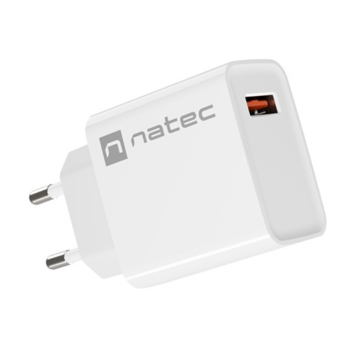 Natec USB Charger Ribera 1X USB-A 18W, White