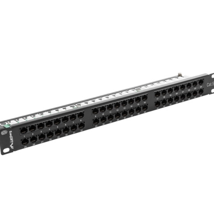 Lanberg patch panel 48 port 1U CAT.5E, black (тъмнейл - 1)