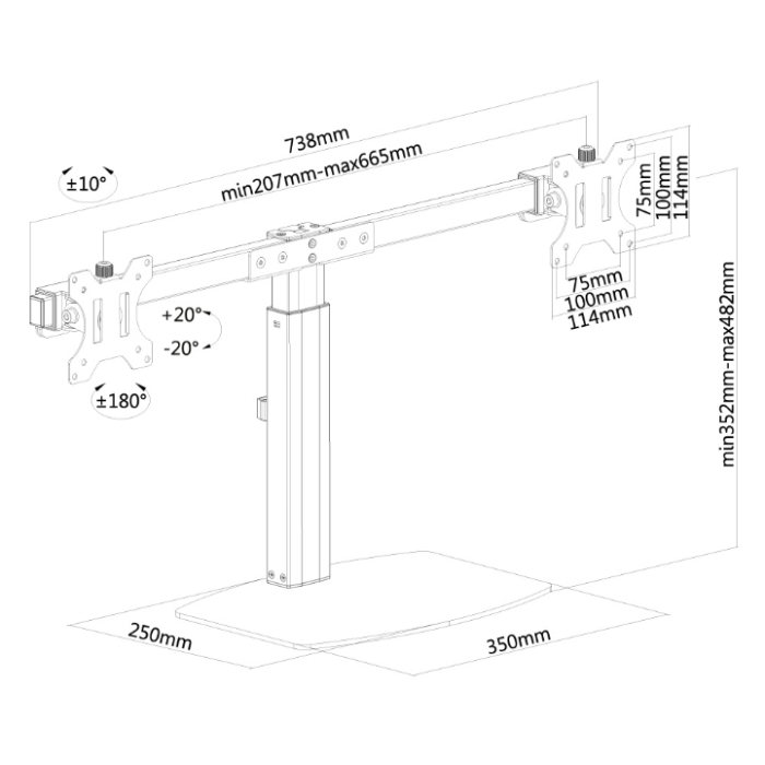 Neomounts by NewStar Flat Screen Desk Mount (stand) for 2 Monitor Screens (тъмнейл - 2)