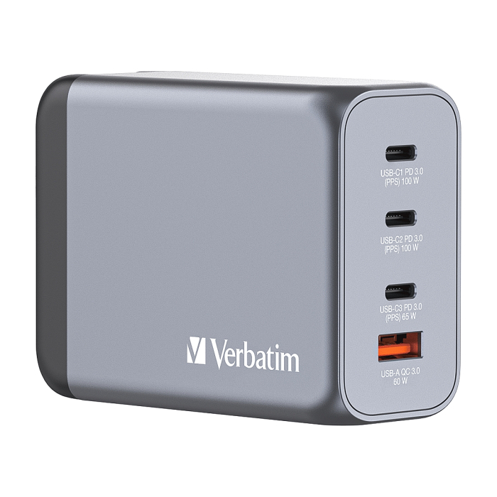 Verbatim GNC-200 GaN Charger 4 Port 200W USB A/C (EU/UK/US) на супер цена