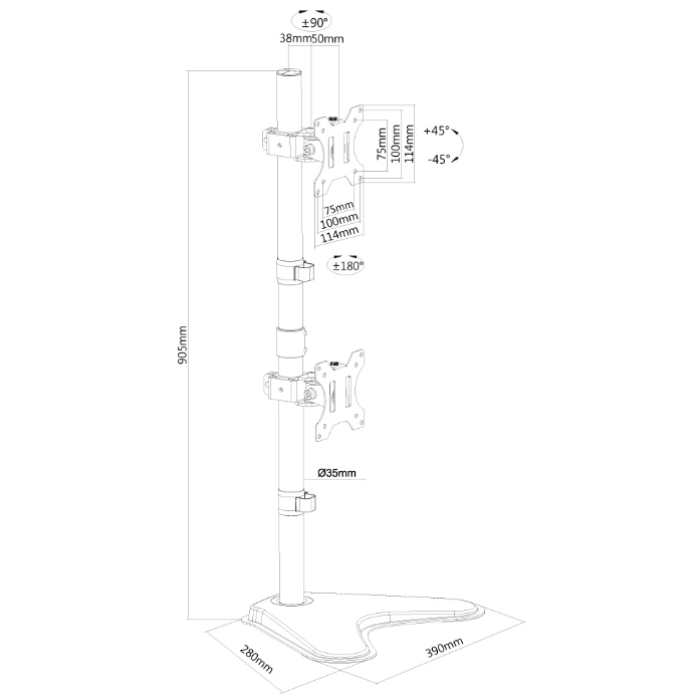 Neomounts by NewStar Flat Screen Desk Mount (stand) for 2 Monitor Screens (тъмнейл - 2)