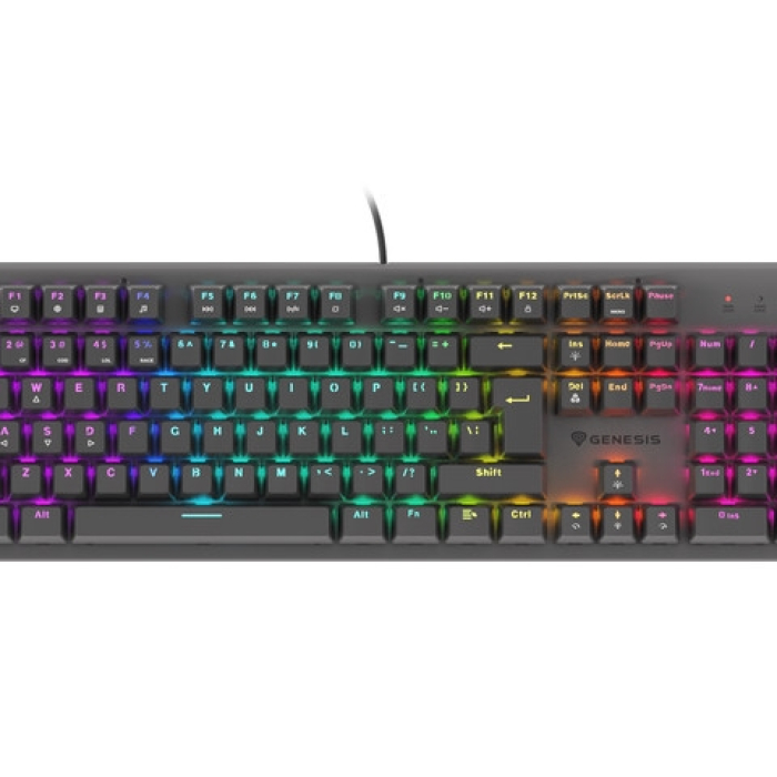 Genesis Mechanical Gaming Keyboard Thor 303 RGB Backlight Red Switch Hot Swap US Layout Black (тъмнейл - 4)