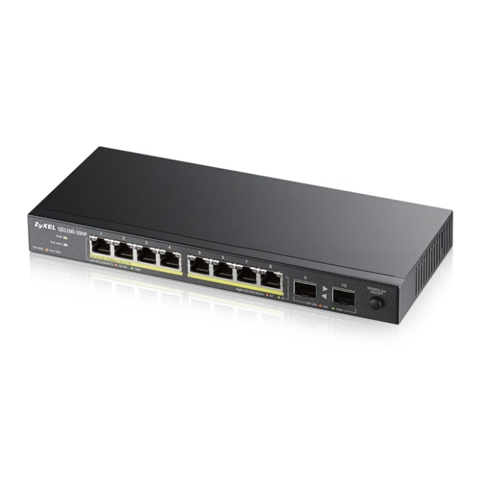 ZyXEL GS1100-10HP v2, unmanage PoE 8x Gigabit, 2x Fiber Uplink, 120 Watt PoE