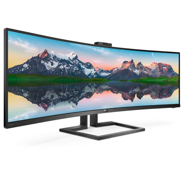 Philips 499P9H, 49" 32:9 Super Wide Curved 1800R VA LED, 5120x1440@60Hz, HDR 400, 5ms, 3000:1, 80M:1 DCR, 450 cd/m2, Web cam,Tilt, Swivel, Heigh Adjust, HDMI, DP, Headphone Out, Speakers, USB-C/USB 3.1, RJ45, Black (тъмнейл - 1)