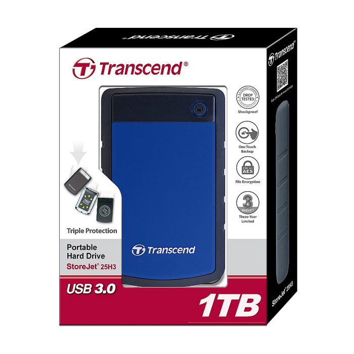 Transcend 1TB StoreJet 2.5" H3B, Portable HDD, USB 3.1 (тъмнейл - 3)