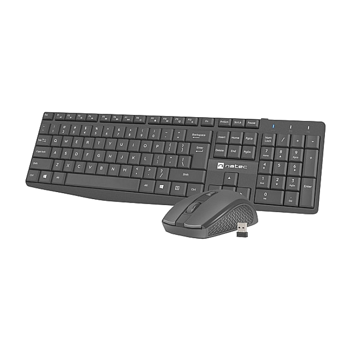 Natec Set 2 in 1 Keyboard Black Squid + Mouse Wireless US Layout