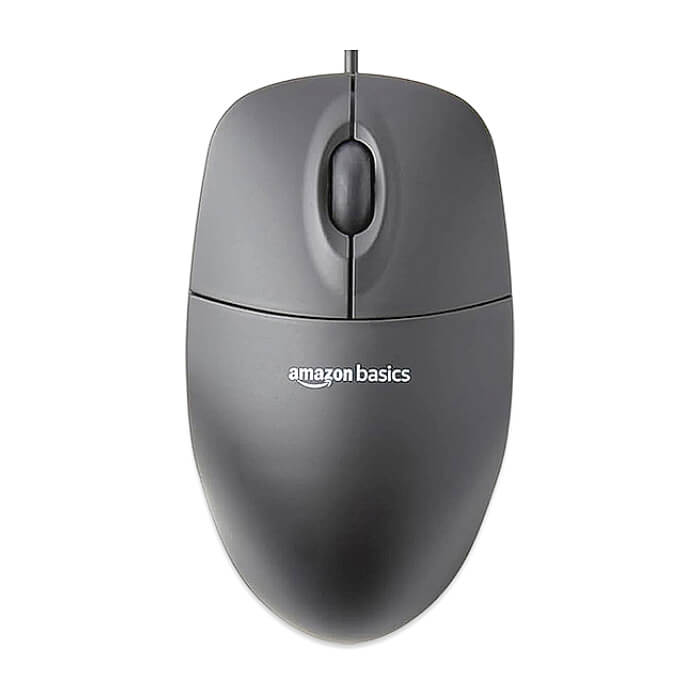 Amazon Basics 3-Button USB Wired Mouse with Responsive Tracking, Plug & Play, Compatible with Windows and Mac, Black