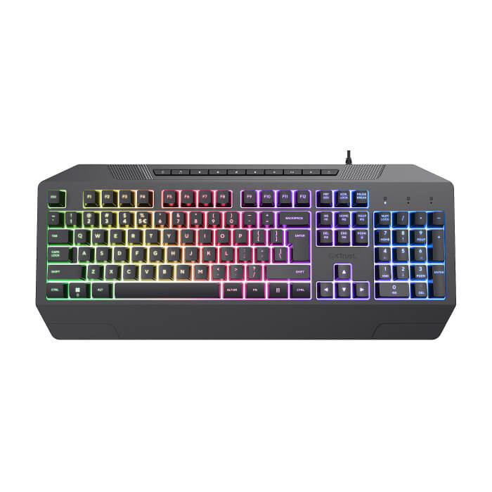 Gaming Trust GXT836 EVOCX, Мембранна, RGB LED подсветка, 12 мултимедийни бутона, Anti-ghosting, PC, Лаптоп, Черна