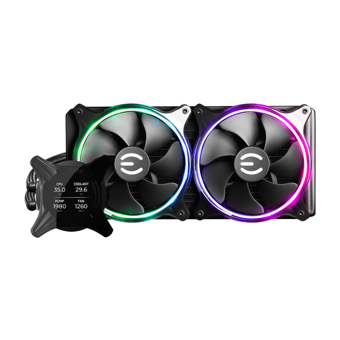 Водно охлаждане EVGA CLCx 280mm All-In-One RGB LCD CPU Liquid Cooler, 2x 140mm PWM ARGB Fans, Intel, AMD на супер цена