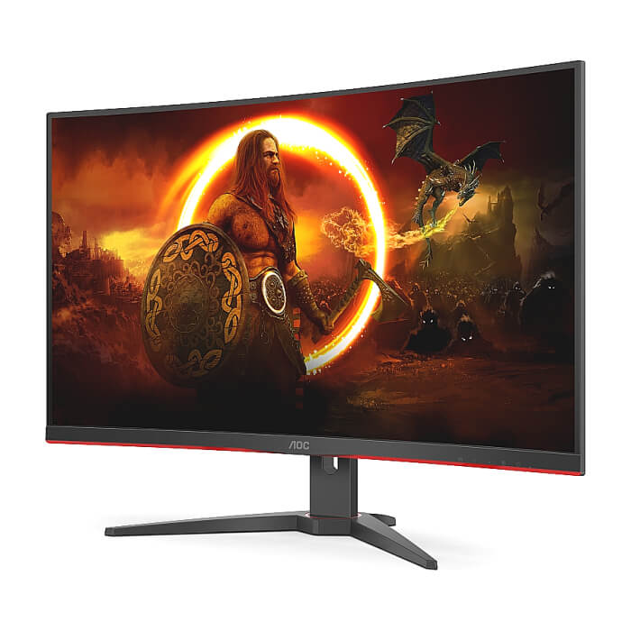 AOC C32G2ZE/BK, 31.5" Curved 1500R, VA, WLED, 1920x1080@240Hz, 4ms GtG, 1ms MPRT, 300cd/m2, 4000:1, DCR 80M:1, FreeSync, FlickerFree, Low Blue Light, Tilt, 2xHDMI, DP ID 65362 (тъмнейл - 2)