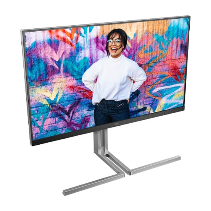 AOC U32U3CV, 31.5" Nano IPS WLED, 3840x2160@60Hz, 4ms GtG, 400cd m/2, 1000:1, 50M:1 DCR, Adaptive Sync, FlickerFree, Anti Blue Light, 3Wx2, Tilt, Height Adjust, Pivot, Swivel, 2xHDMI, DP, USB hub ID 85257 (тъмнейл - 4)