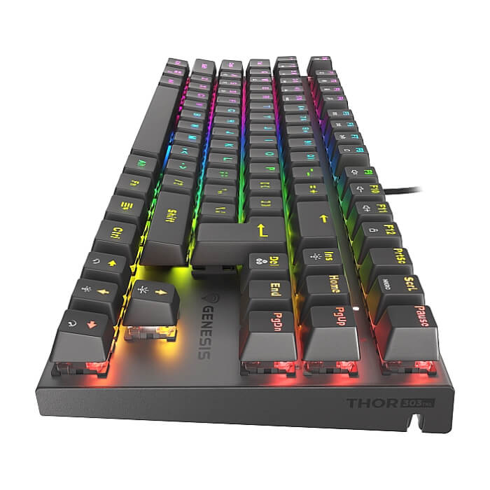 Genesis Mechanical Gaming Keyboard Thor 303 TKL RGB Backlight Red Switch US Layout Black (тъмнейл - 5)