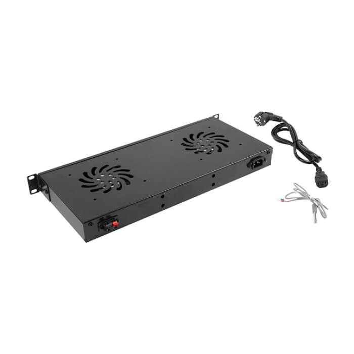 Lanberg 19" fan unit / ventilation panel with lcd 2 fans + thermostat, 230V, black ID 62872 (тъмнейл - 4)
