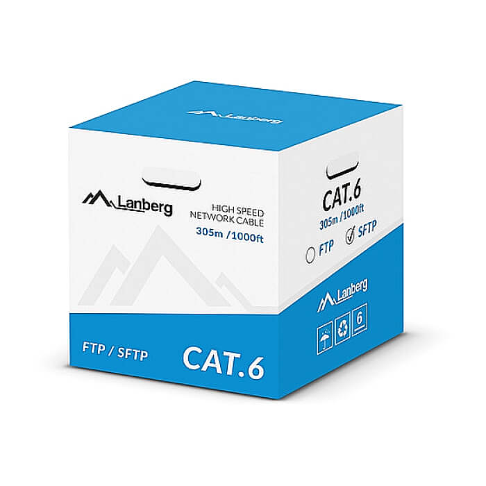 Lanberg LAN cable CAT.6 sftp 305m solid cu grey cpr + fluke passed ID 87032 (тъмнейл - 2)