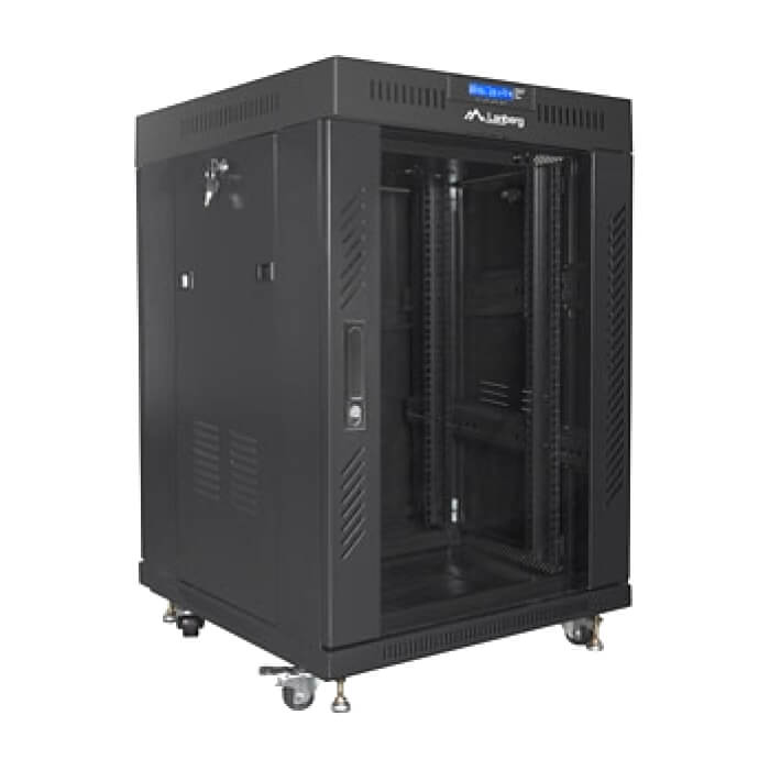 Lanberg rack cabinet 19" free-standing 15U/600x600 (flat pack) with glass door lcd black v2 ID 87203 (тъмнейл - 5)
