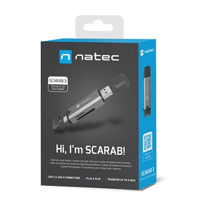 Natec Scarab 3 USB-C/USB-A 3.2 Gen.1 SD/Micro SD Card reader ID 98299 (тъмнейл - 4)