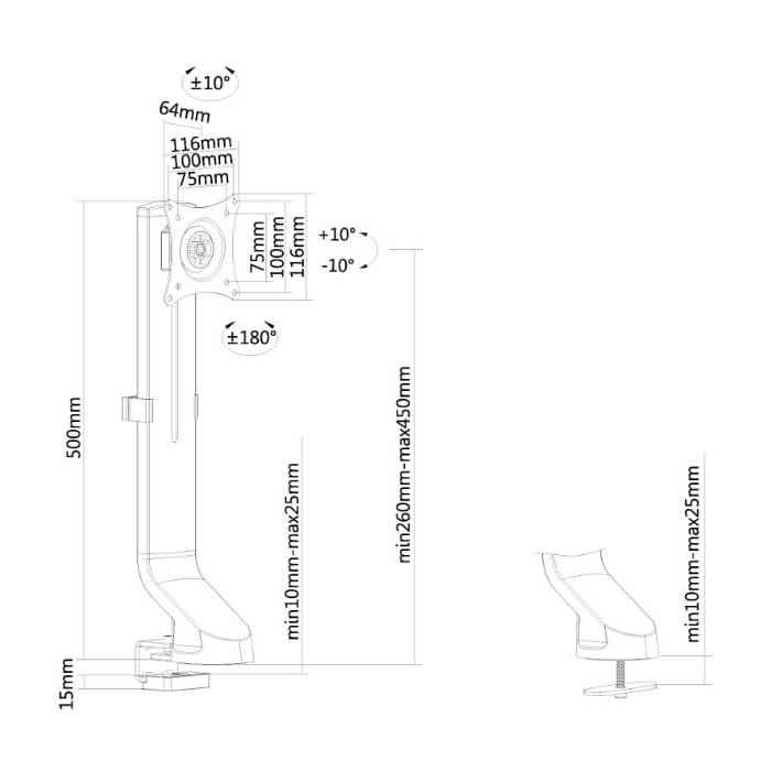 Neomounts by NewStar Flat Screen Desk Mount (clamp/grommet) ID 66799 (тъмнейл - 3)