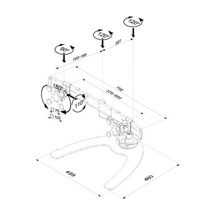 Neomounts by NewStar Flat Screen Desk Mount (stand/foot) for 2 Monitor Screens ID 66783 (тъмнейл - 3)