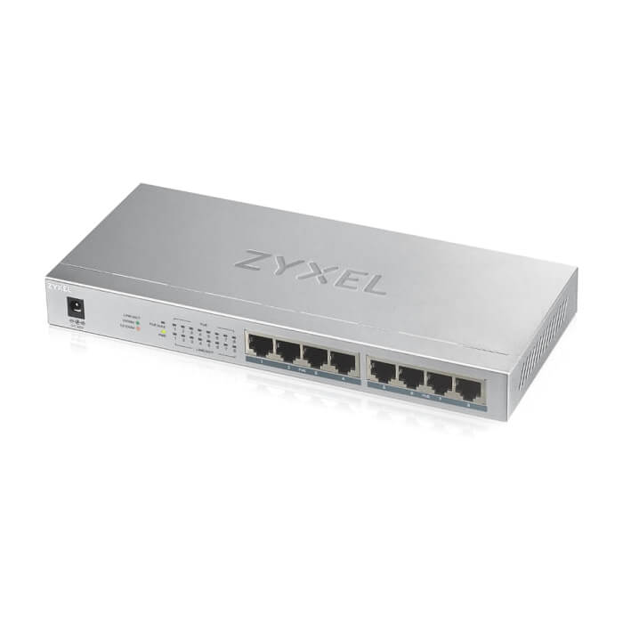 ZyXEL GS1008-HP, 8 Port Gigabit PoE+ unmanaged desktop Switch, 8 x PoE, 60 Watt (тъмнейл - 2)