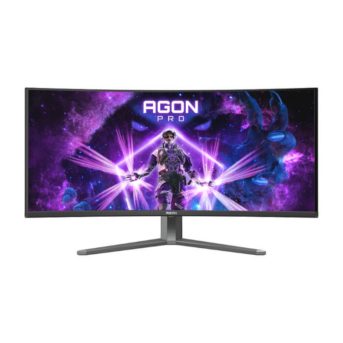AOC AG346UCD, 34" Curved 1800R QD-OLED, 3440x1440@175Hz, 0.03msGtG, 1000 cd/m2, 1.5M:1, 80M:1DCR, Adaptive Sync, FlickerFree, Low Blue Light, 8Wx2, Tilt, Height Adjust, Swivel, 2xHDMI, DP, USB hub ID 85254 на супер цена