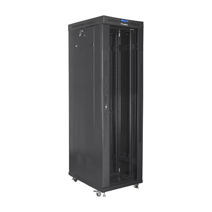 Lanberg rack cabinet 19" free-standing 42U/600x1000 (flat pack) with glass door lcd black v2 ID 87620 (тъмнейл - 2)