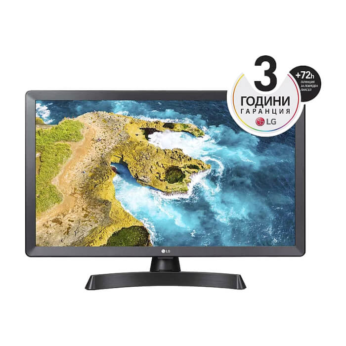 LG 24TQ510S-PZ, 23.6" WVA, LED, Smart webOS, TV Tuner DVB-T2/C /S2, 1000:1, Mega DFC, 200cd, 1366x768, AI SOUND, WiFi, HDMI, Bluetooth, USB 2.0, HOTEL MODE, AirPlay, Speaker 2x5W, Black ID 65118