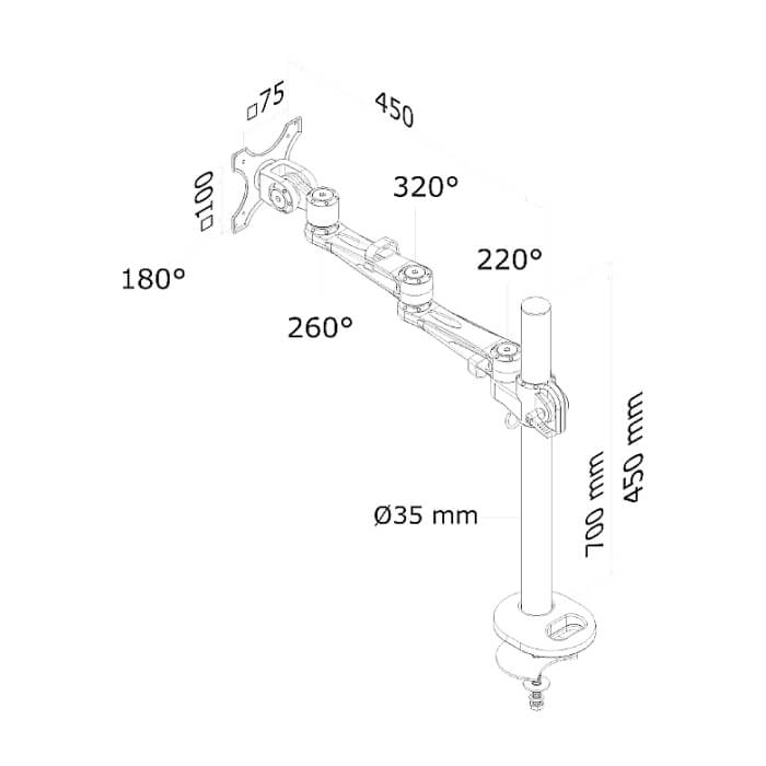 Neomounts by NewStar Flat Screen Desk Mount (grommet) ID 66791 (тъмнейл - 3)