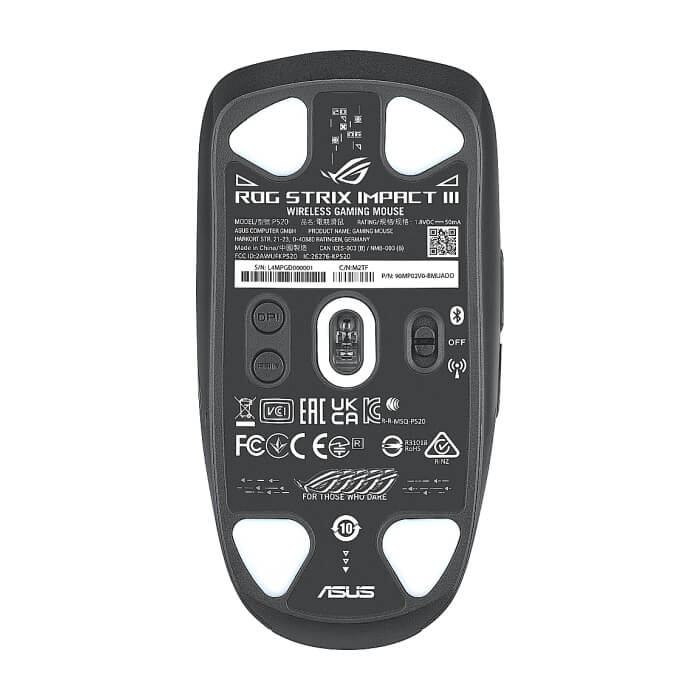 Asus ROG Strix Impact III Wireless Gaming Mouse, 57 G Lightweight, 36K DPI Sensor, Bluetooth & 2,4GHz RF, ROG SpeedNova, Up to 618hrs Battery Life, Replaceable Switches, ROG Omni Receiver, Black (тъмнейл - 4)