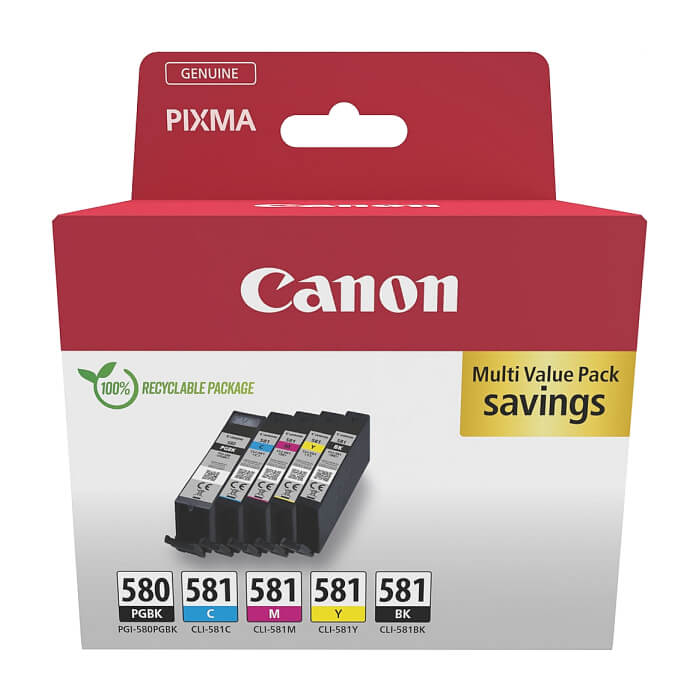 Canon PGI-580/CLI-581 PBK/C/M/Y Pigment + Ink Cartridge Multi Pack ID 81049 на супер цена