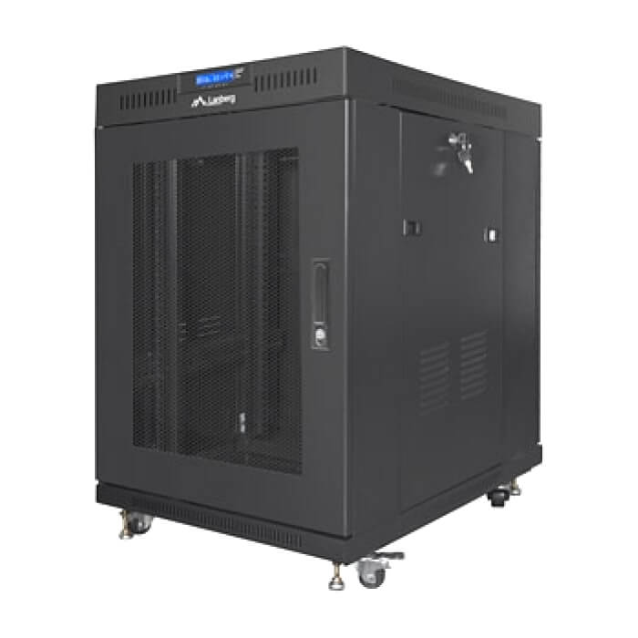 Lanberg rack cabinet 19" free-standing 15U/800x1000 (flat pack) with mesh door lcd black v2 ID 87196 (тъмнейл - 5)